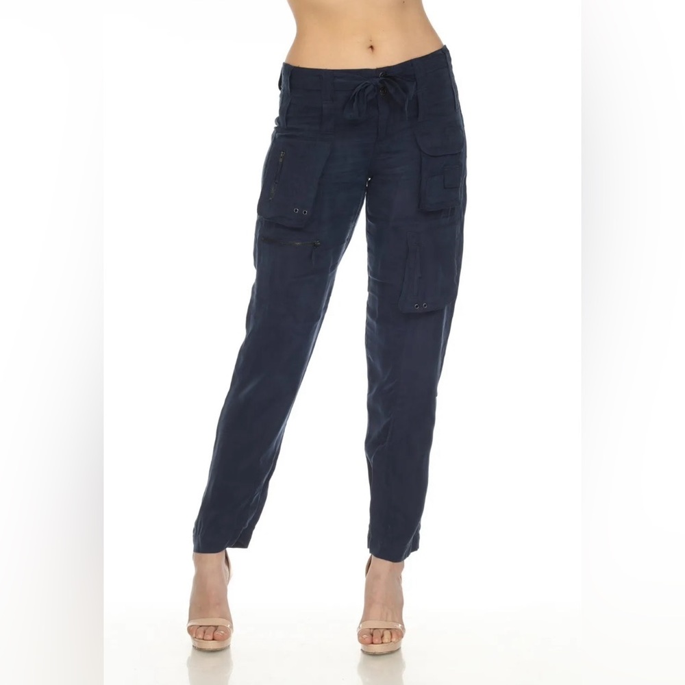 Johnny Was Blue Hailey Belted Cargo Pants Boho Chic R66821 NEW.
